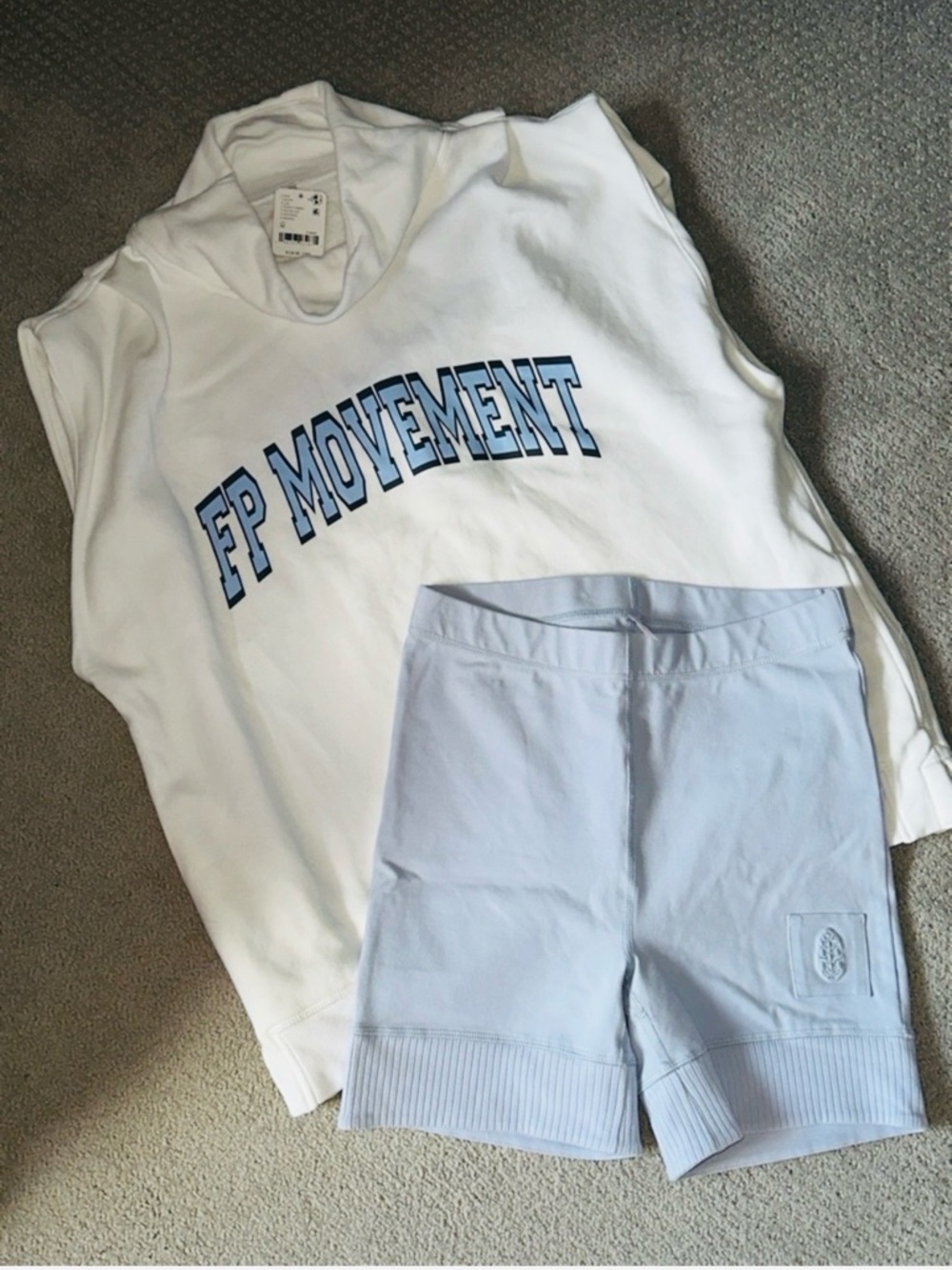 New! 2pc Free People Athletic Set - Sleeveless Top & Light Blue Bike Shorts